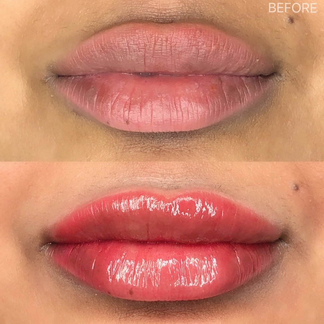 Lip blush before and after